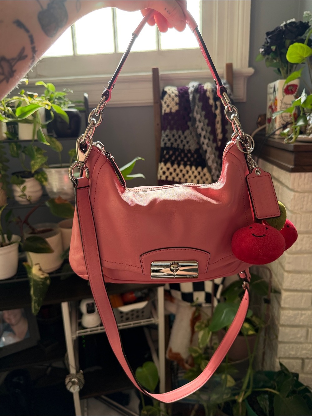 Y2K Coach Kristin leather hobo bag pink rose